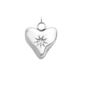 Written In The Sand Mini Heart Birthstone Charm (Silver)