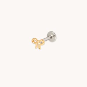 Bow Titanium Piercing Stud in Gold