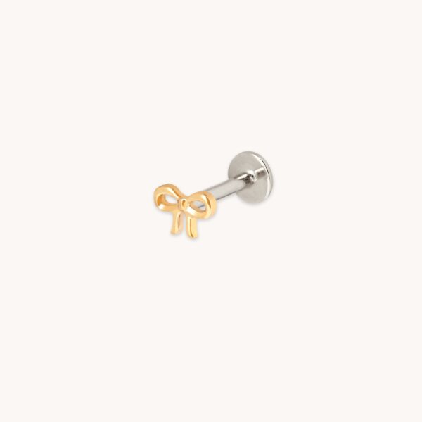 Bow Titanium Piercing Stud in Gold