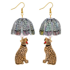 Leopard Lamp Shade Earrings - Iridescent