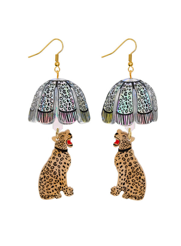 Leopard Lamp Shade Earrings - Iridescent