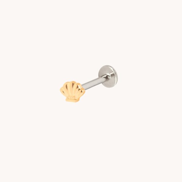 Shell Titanium Piercing Stud in Gold