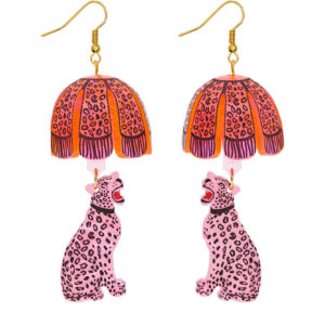 Leopard Lamp Shade Earrings - Pink