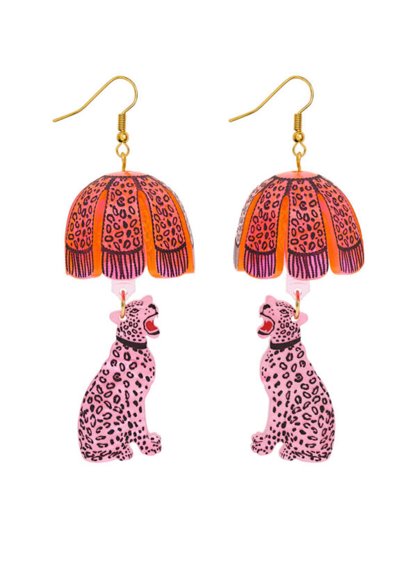Leopard Lamp Shade Earrings - Pink