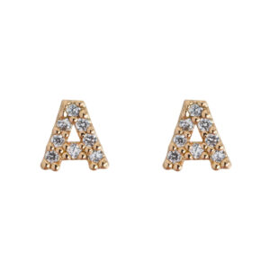 Crystal Letter Stud Earring