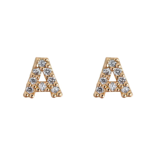 Crystal Letter Stud Earring