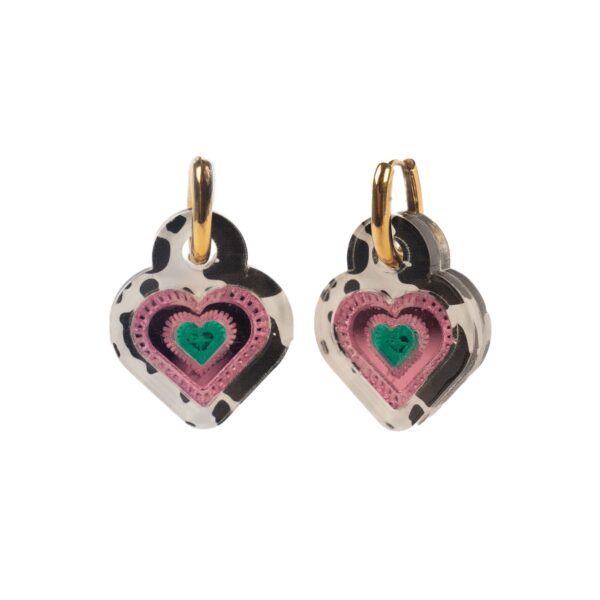 Icon Cow Print Engraved Heart