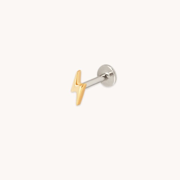 Lightning Bolt Titanium Piercing Stud in Gold
