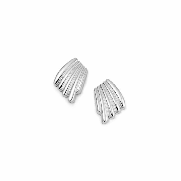 Polly Wave Stud Earrings Silver Plate