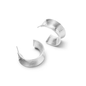 Polly Chunky Tidal Hoop Earrings Silver Plate