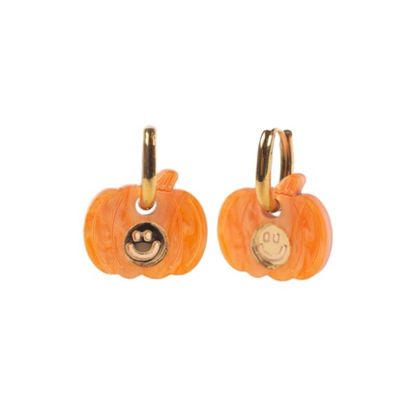 Large Smiley Pumpkin Huggie Hoop Earrings