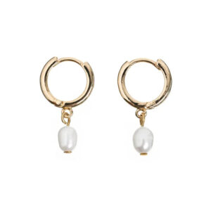 Pearl Small Hoop Earrings Stainless Steel