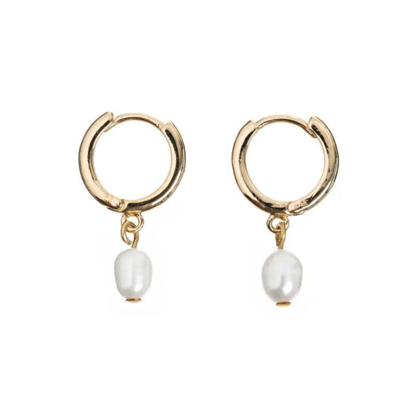 Pearl Small Hoop Earrings Stainless Steel