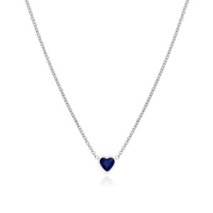 Mini Heart Birthstone Necklace (Silver)