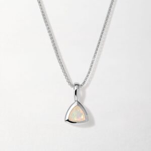 Opal October Birthstone Necklace - Silver