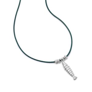 Polly Tidal Fish Cord Necklace Silver Plate
