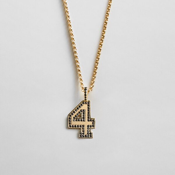 Pavé Varsity Number Custom Necklace - Black