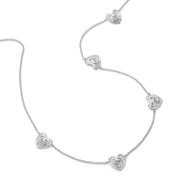 Scribble Heart Charm Necklace Silver Plate