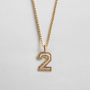 Pavé Varsity Number Custom Necklace - Brown