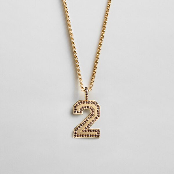 Pavé Varsity Number Custom Necklace - Brown