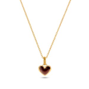 Chocolate Brown Heart Necklace (Gold)