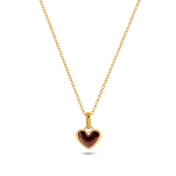 Chocolate Brown Heart Necklace (Gold)