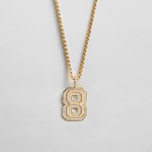 Pavé Varsity Number Custom Necklace - Clear