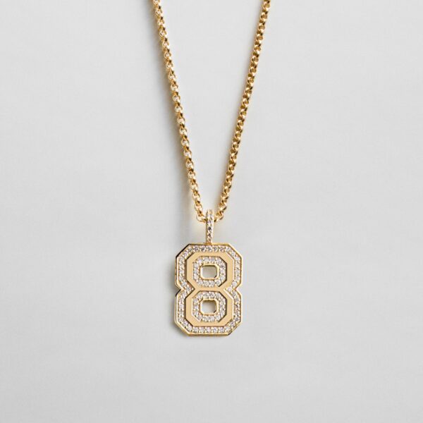 Pavé Varsity Number Custom Necklace - Clear