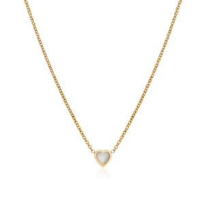 Mini Heart Birthstone Necklace (Gold)