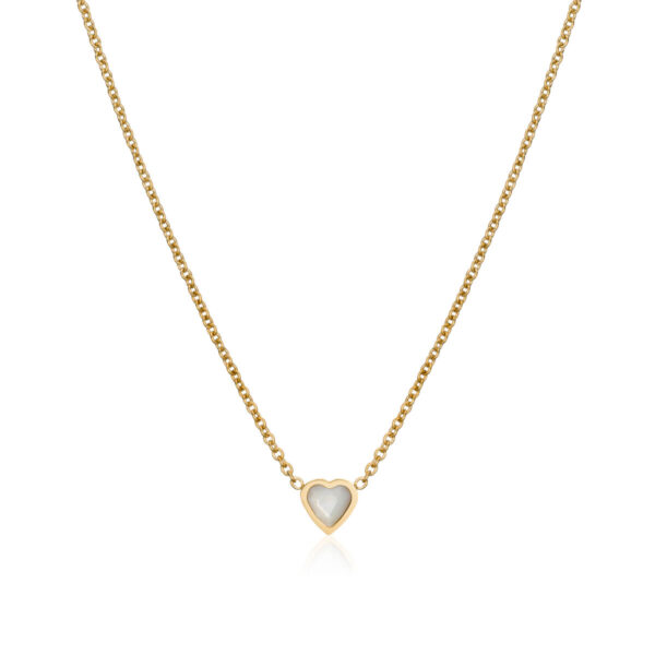 Mini Heart Birthstone Necklace (Gold)