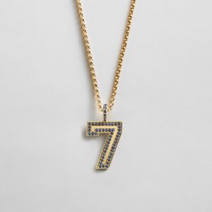 Pavé Varsity Number Custom Necklace - Dark Blue