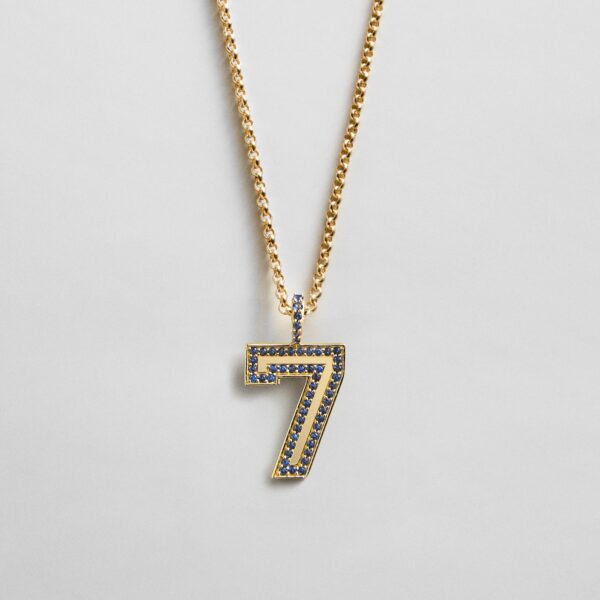 Pavé Varsity Number Custom Necklace - Dark Blue