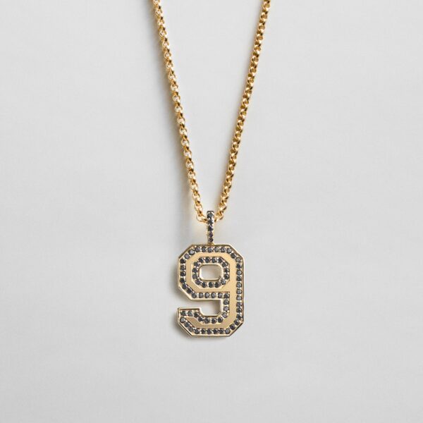 Pavé Varsity Number Custom Necklace - Gray