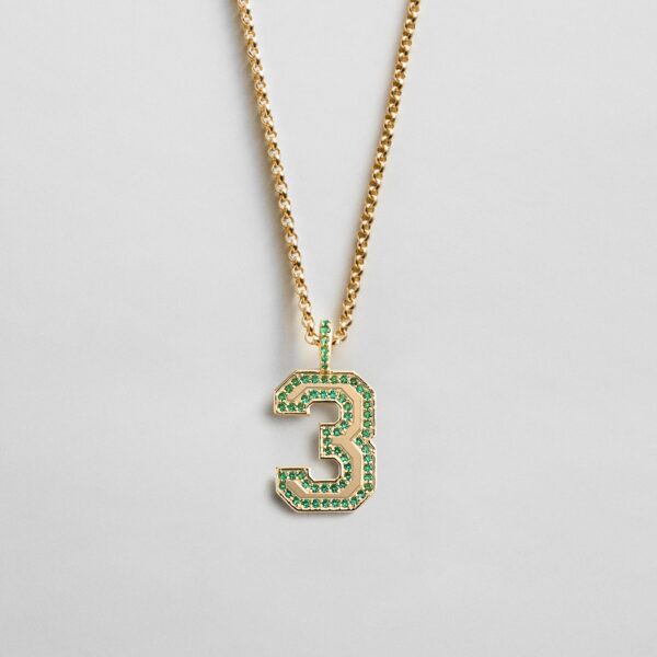 Pavé Varsity Number Custom Necklace - Green