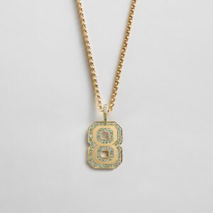 Pavé Varsity Number Custom Necklace - Light Blue