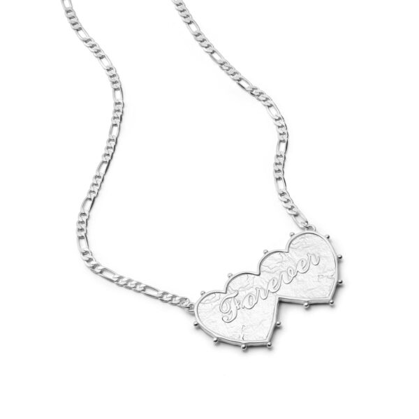 Shrimps 'Forever' Double Heart Necklace Silver Plate