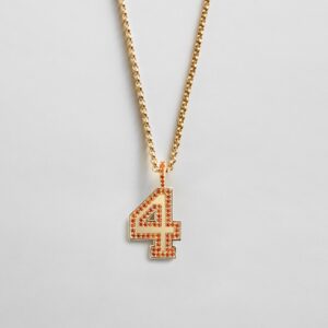 Pavé Varsity Number Custom Necklace - Orange