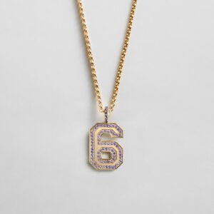 Pavé Varsity Number Custom Necklace - Purple