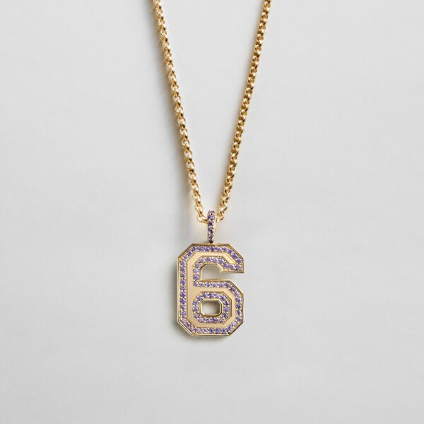 Pavé Varsity Number Custom Necklace - Purple