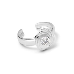 Polly Crystal Knot Toe Ring Silver Plate