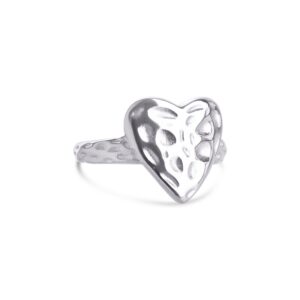 Lovi - Hammered Heart Ring Stainless Steel