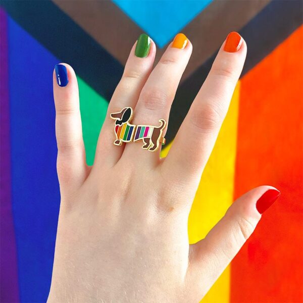 Spiffy the Supportive Dog Enamel Ring